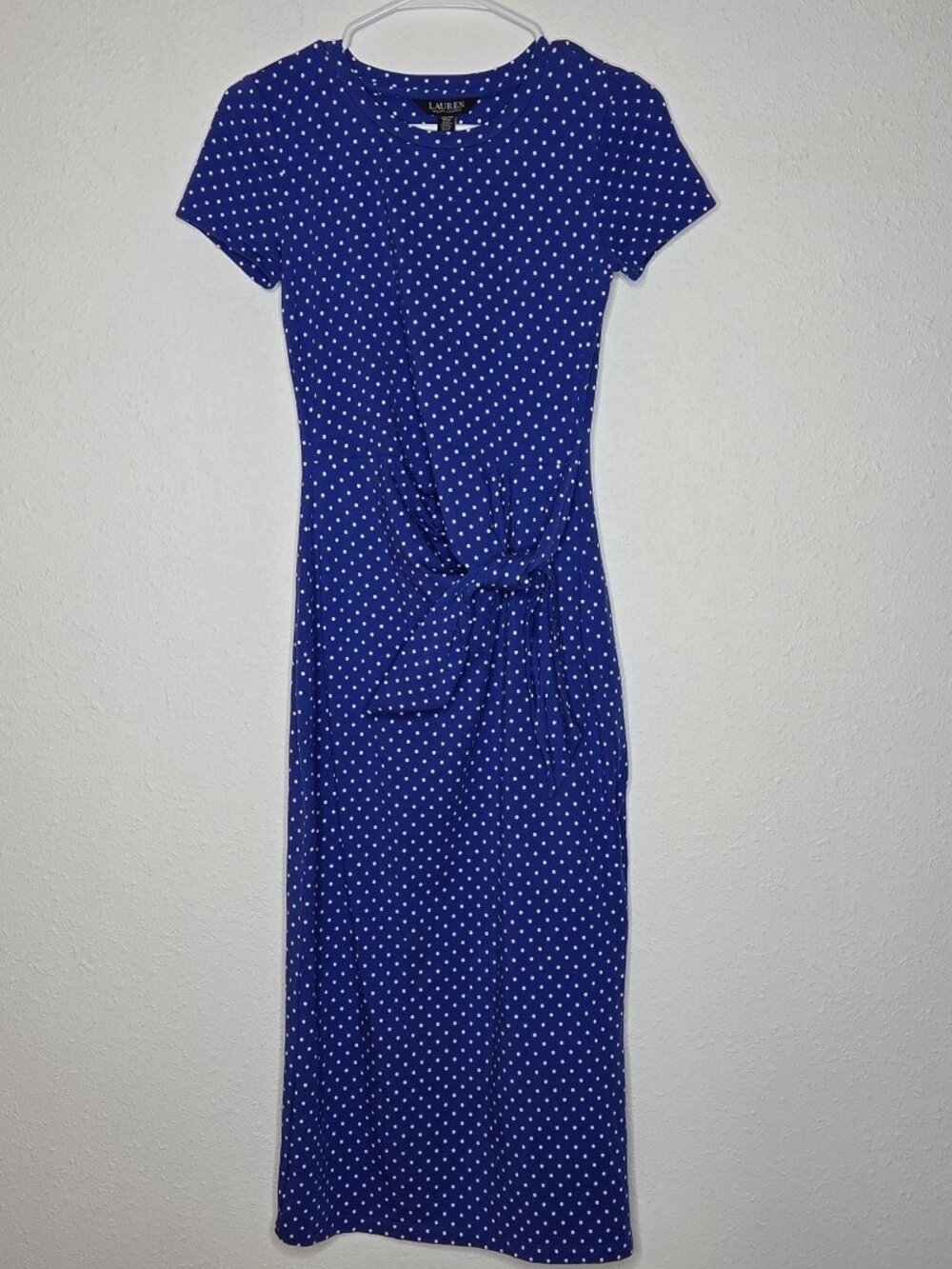 Lauren Ralph Lauren Polka-Dot Tie-Front Short-Sleeve Dress - Blue/white